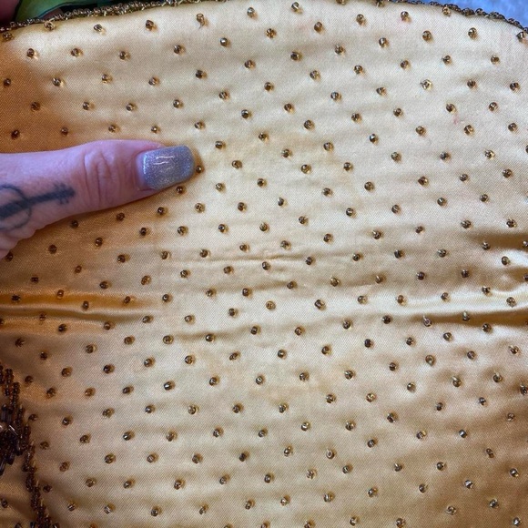 Vintage 60s Gold Beaded Clutch Purse - Picture 5 of 7